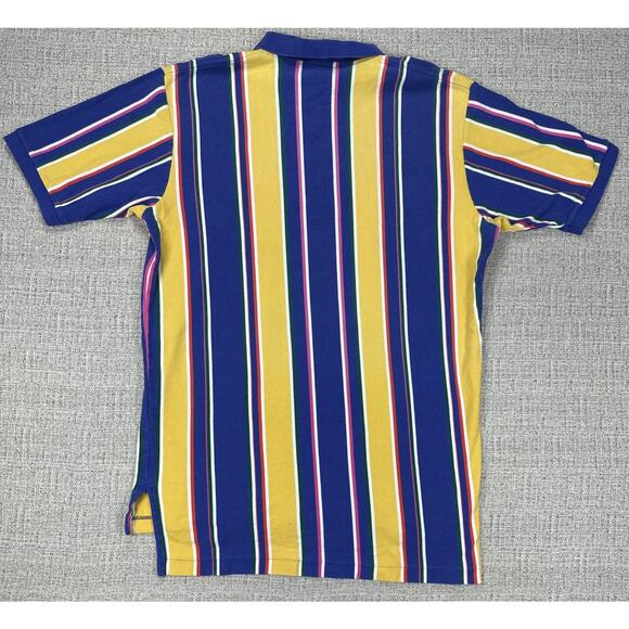 Polo Ralph Lauren Shirt Sz L Blue Yellow Striped Classic Polo Short Sleeve 90s - Picture 10 of 12